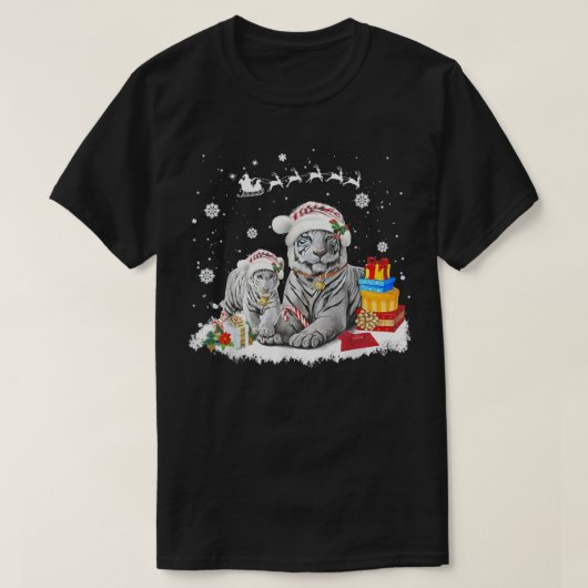 Kerstwitte tijger kerstkerstkerstkerstkerstcadeaus t-shirt (Design voorkant)