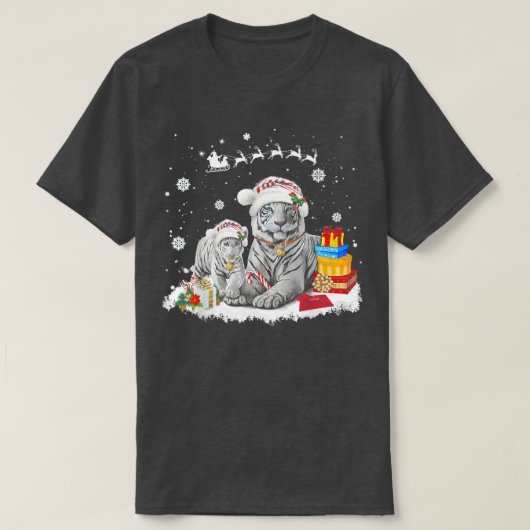 Kerstwitte tijger kerstkerstkerstkerstkerstcadeaus t-shirt (Design voorkant)
