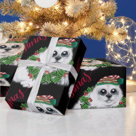 Kerstwitte zeehond pup, feestelijk Arctisch dier Cadeaupapier