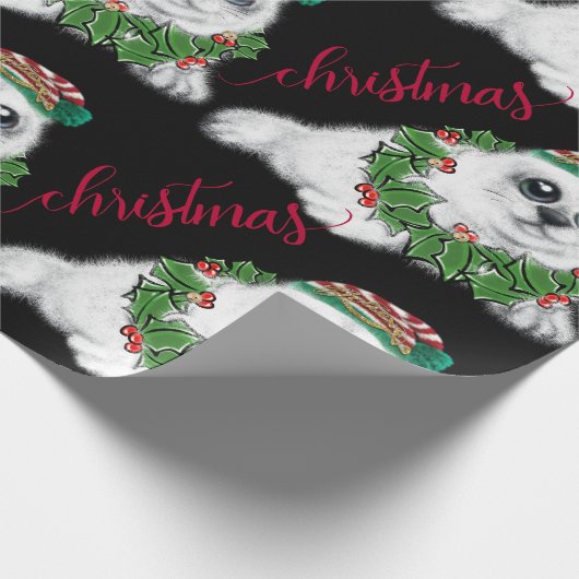 Kerstwitte zeehond pup, feestelijk Arctisch dier Cadeaupapier (Hoek)