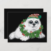 Kerstwitte zeehond pup, feestelijk Arctisch dier Notitiekaartje (Voorkant / Achterkant)