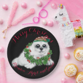 Kerstwitte zeehond pup, feestelijk Arctisch dier Papieren Bordje (Feest)