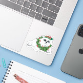 Kerstwitte zeehond pup, feestelijk Arctisch dier Sticker (Laptop met iPhone)