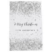 Kerstwitte zilversparren medium cadeauzakje (Voorkant)