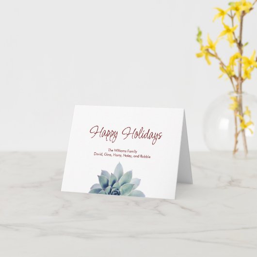 kerstwoestijn Botanisch Succulent Festive Kaart (Gele Bloem)