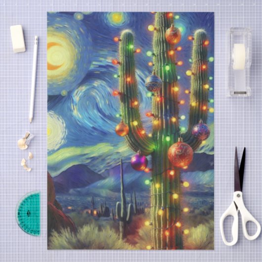 Kerstwoestijn Saguaro Cactus Decoupage Tissuepapier (Craft)