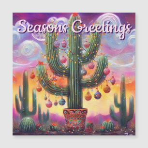 Kerstwoestijn Saguaro Cactus Magnetische Kaart