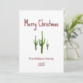 Kerstwoestijn Southwest Saguaro Cactus Feestdagenkaart (Staand voorkant)