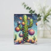 Kerstwoestijn Zuidwest Saguaro Cactus Seizoensgebo Feestdagenkaart (Staand voorkant)