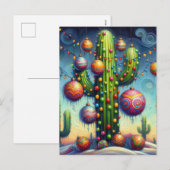 Kerstwoestijn Zuidwest Saguaro Cactus Seizoensgebo Feestdagenkaart (Voorkant / Achterkant)