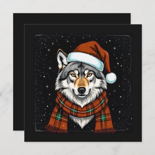 kerstwolf feestdagenkaart (Voorkant / Achterkant)