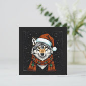 kerstwolf feestdagenkaart (Staand voorkant)
