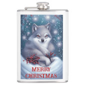 Kerstwolf - Flesje Heupfles (Voorkant)