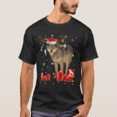 Kerstwolf Funny Santa Reindeer Wolf Lover Gif T-shirt (Voorkant)