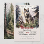 Kerstwolf-waterverf Kaart (Voorkant / Achterkant)