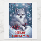 kerstwolf - Wijnlabel Wijn Etiket (Enkel label)