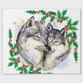 kerstwolven cadeaupapier (Vlak)