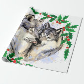 kerstwolven cadeaupapier (Uitgerold)