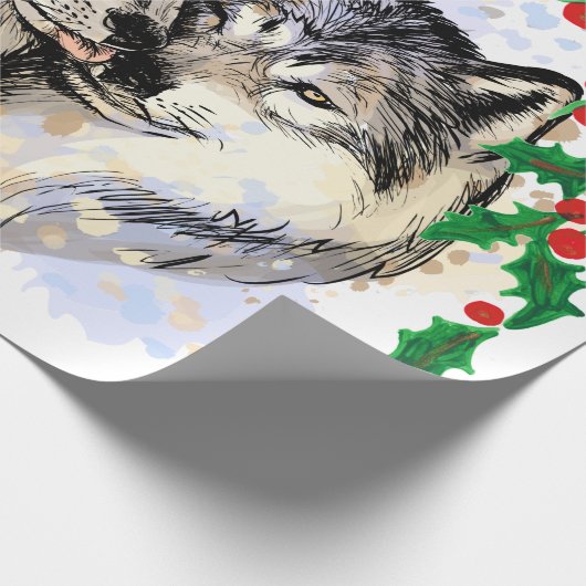 kerstwolven cadeaupapier (Hoek)