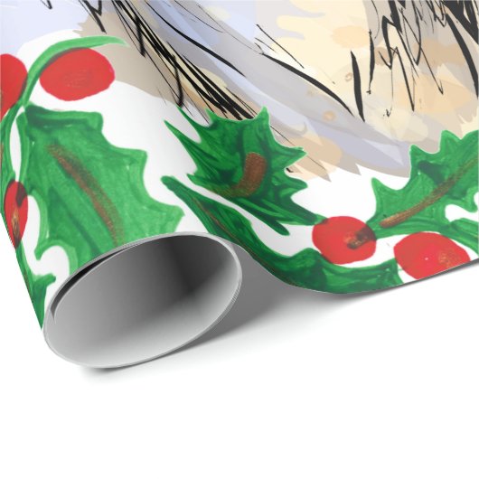 kerstwolven cadeaupapier (Rol Hoek)