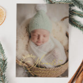 Kerstwonder Elegante Script Geboorteaankondiging Folie Uitnodiging