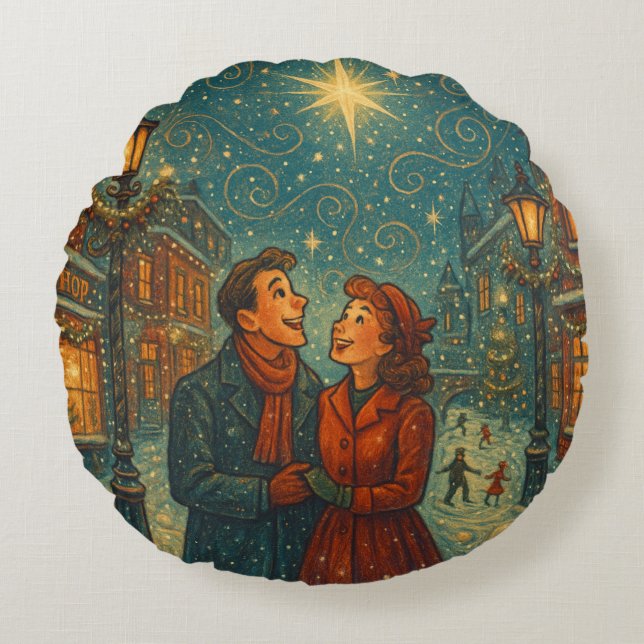 Kerstwonder Ronde Kussen (Voorkant)