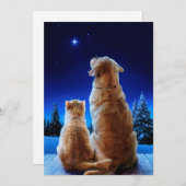 Kerstwonder van kat en hond kaart (Voorkant / Achterkant)
