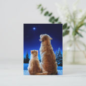 Kerstwonder van kat en hond uitnodiging briefkaart (Staand voorkant)