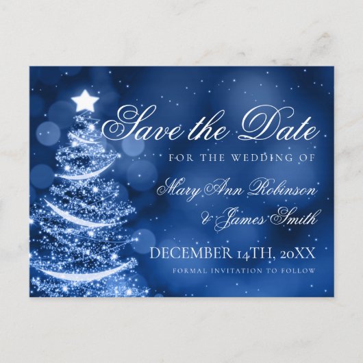 Kerstwonderland Kerst Huwelijk Save The Date Aankondigingskaart (Voorkant)