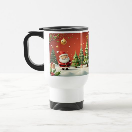 Kerstwonderland met Kerstman & Bomen Reisbeker (Links)