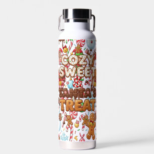 Kerstwonderland met vintage retro rode snoeprietje waterfles