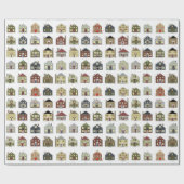 kerstwoningen cadeaupapier (Vlak)