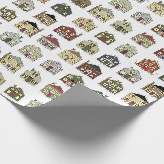 kerstwoningen cadeaupapier (Hoek)