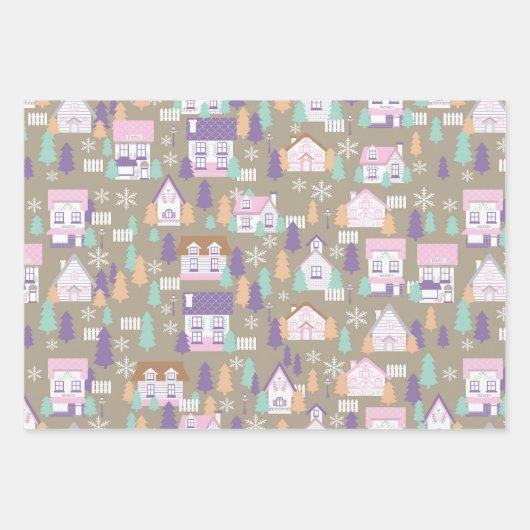 kerstwoningen inpakpapier vel (Voorkant 2)