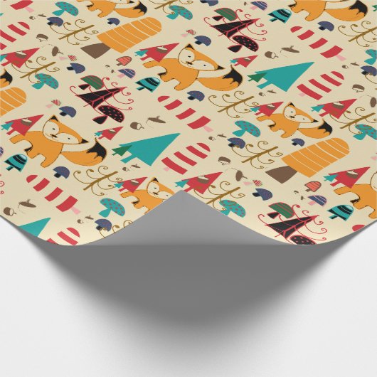 KerstWoodland Cute Fox Cadeaupapier (Hoek)