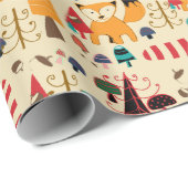 KerstWoodland Cute Fox Cadeaupapier (Rol Hoek)