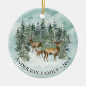 KerstWoodland Deer Family Foto Keramisch Ornament (Voorkant)