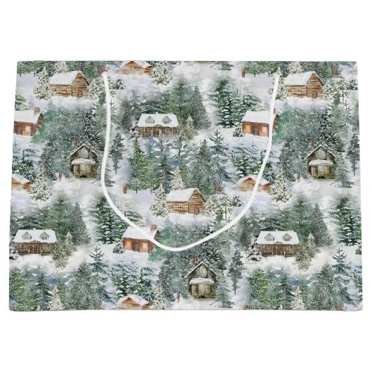 KerstWoodland Holiday Rustic Groot Cadeauzakje (Voorkant)