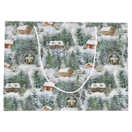 KerstWoodland Holiday Rustic Groot Cadeauzakje (Achterkant)