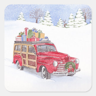 kerstwoody-sticker vierkante sticker