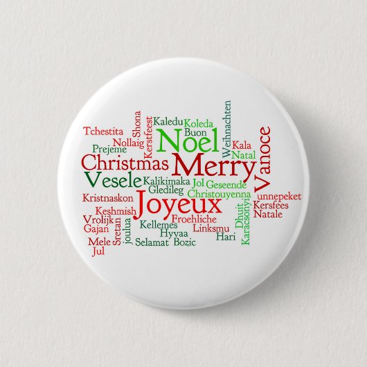 Kerstwoord Cloud Ronde Button 5,7 Cm (Voorkant)