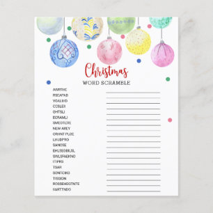 Kerstwoord Scramble Game Card Flyer
