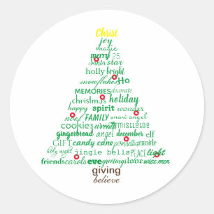 kerstwoordboom - cirkelsticker ronde sticker