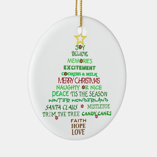 kerstwoordboomversiering keramisch ornament (Rechts)