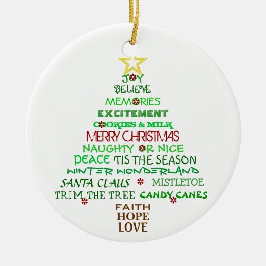 kerstwoordboomversiering keramisch ornament (Voorkant)