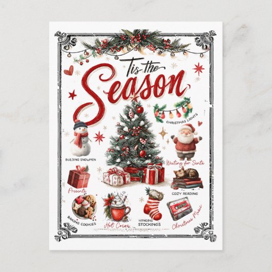 Kerstwoordcollage briefkaart (Voorkant)