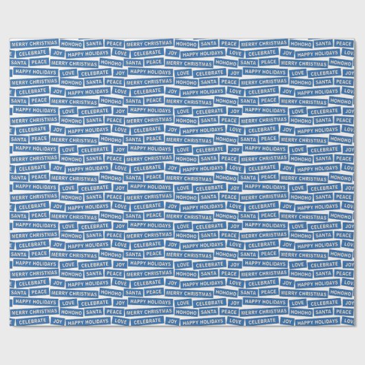 Kerstwoorden blauw en wit inpakpapier (Vlak)