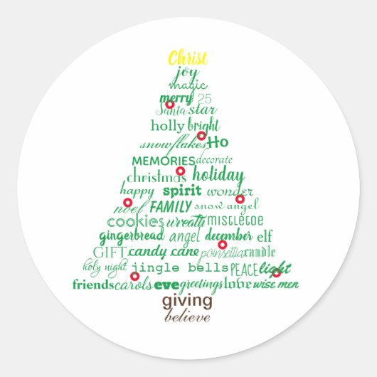 Kerstwoorden Boom - Circle Sticker (Voorkant)