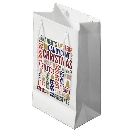 kerstwoorden feestdag cadeautas (Voorkant Gekanteld)