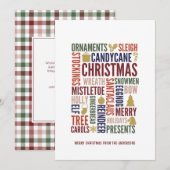 Kerstwoorden feestdag Kaart (Voorkant / Achterkant)